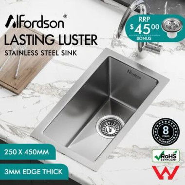 ALFORDSON Kitchen Sink Stainless Steel Drop in Flush Under Mount Basin 250X450MM