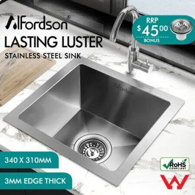 ALFORDSON Kitchen Sink Stainless Steel Drop in Flush Under Mount Basin 340X310MM