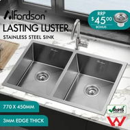 Detailed information about the product ALFORDSON Kitchen Sink Stainless Steel Drop in Flush Under Mount Basin 770X450MM