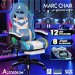 ALFORDSON LED Gaming Office Chair with 8-Point Massage Fabric Blue White. Available at Crazy Sales for $229.95