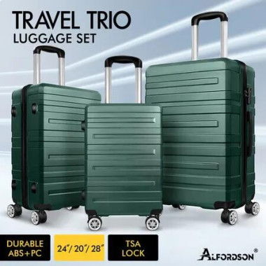 ALFORDSON Luggage 3PCS Set Suitcase Trolley TSA Carry on Hard Case Green