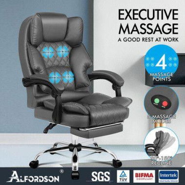 ALFORDSON Massage Office Chair Executive Recliner Gaming Work Seat PU Leather