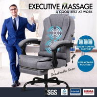 Detailed information about the product ALFORDSON Massage Office Chair Grey Fabric Footrest Executive Gaming Racing Seat