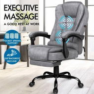 Detailed information about the product ALFORDSON Massage Office Chair Vintage Grey Leather Footrest Executive Race Seat