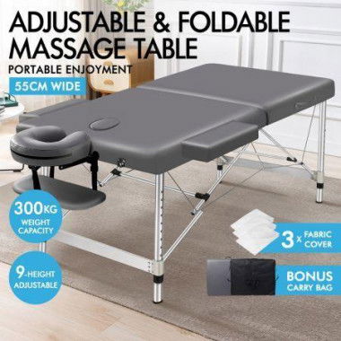 ALFORDSON Massage Table 2 Fold 55cm Foldable Portable Bed Desk Aluminium Lift Up