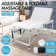 Detailed information about the product ALFORDSON Massage Table 3 Fold 75cm Foldable Portable Aluminium Lift Up Bed Desk