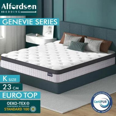 ALFORDSON Mattress 23CM King Bed Euro Top Spring Foam Bedding Medium Firm