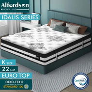 Detailed information about the product ALFORDSON Mattress King Bed Euro Top 22CM Bonell Spring Medium Firm Memory Foam