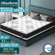 Detailed information about the product ALFORDSON Mattress King Bed Euro Top Bonnell Spring Foam 22CM Medium Firm
