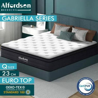 ALFORDSON Mattress Queen Bed Euro Top Spring Foam Bedding 23CM Medium Firm