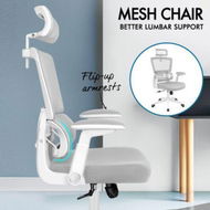 Detailed information about the product ALFORDSON Mesh Office Chair Ergonomic Computer Seat White & Light Grey