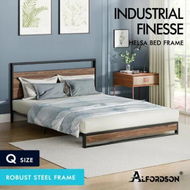 Detailed information about the product ALFORDSON Metal Bed Frame Queen Size Industrial Platform Mattress Base Wood