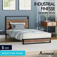 Detailed information about the product ALFORDSON Metal Bed Frame Single Size Industrial Platform Mattress Base Wood