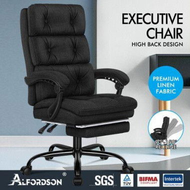 ALFORDSON Office Chair Executive Computer Fabric Seat Recliner Gaming Black