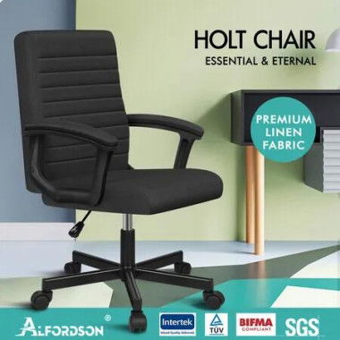 ALFORDSON Office Chair Executive Mid Back Fabric Black