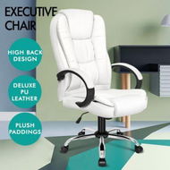 Detailed information about the product ALFORDSON Office Chair Executive PU Leather Computer Gaming Racer White Seat