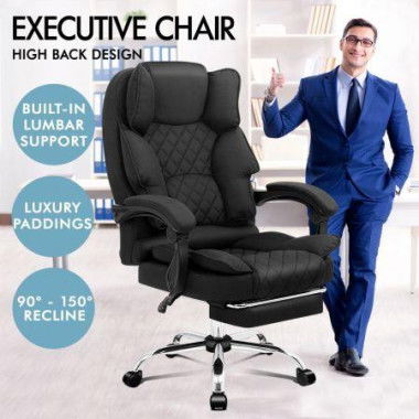 ALFORDSON Office Chair Footrest Executive Fabric Black