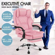 Detailed information about the product ALFORDSON Office Chair Footrest PU Leather Executive Pink