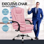 Detailed information about the product ALFORDSON Office Chair Gaming Executive Computer Racer Footrest PU Leather Seat Pink