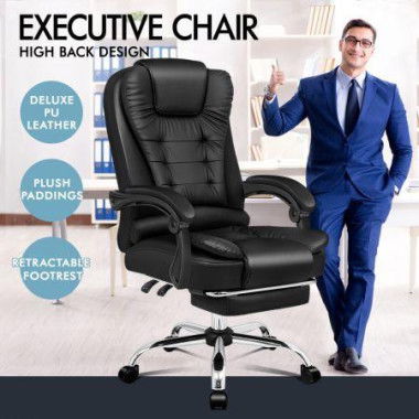 ALFORDSON Office Chair Gaming Executive Computer Racer Footrest PU Leather Seat