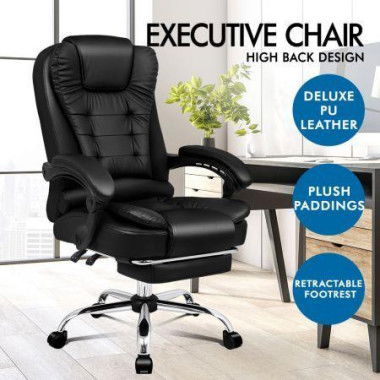 ALFORDSON Office Chair Gaming Executive Computer Racer Footrest PU Leather Seat