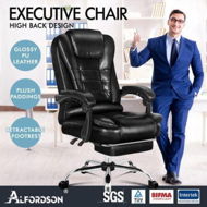 Detailed information about the product ALFORDSON Office Chair Gaming Executive Computer Racer PU Leather Seat Footrest Black