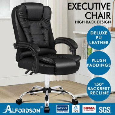 ALFORDSON Office Chair PU Leather Seat Black