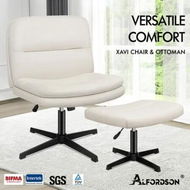 Detailed information about the product ALFORDSON Office Chair with Ottoman Fabric Beige