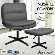 Detailed information about the product ALFORDSON Office Chair with Ottoman Fabric Grey