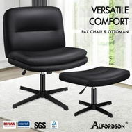 Detailed information about the product ALFORDSON Office Chair with Ottoman PU Leather Black