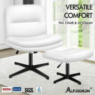 Detailed information about the product ALFORDSON Office Chair with Ottoman PU Leather White