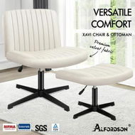 Detailed information about the product ALFORDSON Office Chair with Ottoman Velvet Beige