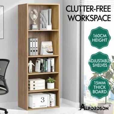 ALFORDSON Office Storage Cabinet 5 Shelves Bookcase Tallboy Bedroom Wood