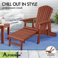 Detailed information about the product ALFORDSON Outdoor Chairs Wooden Adirondack w/ Ottoman Patio Beach Garden Brown