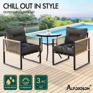 Detailed information about the product ALFORDSON Outdoor Dining Patio Furniture Bistro Set Table and Chairs Semicircle