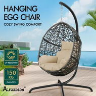 Detailed information about the product ALFORDSON Outdoor Egg Swing Chair Wicker Rattan Pod Basket Hanging Seat Beige