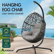 Detailed information about the product ALFORDSON Outdoor Egg Swing Chair Wicker Rattan Pod Hanging Seat Light Grey