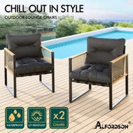 Detailed information about the product ALFORDSON Outdoor Furniture 2x Lounge Chairs Patio Garden Armchair Rattan Chair Grey