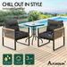 ALFORDSON Outdoor Furniture Set Patio Side Table Lounge Chair Glass Square Black. Available at Crazy Sales for $299.95