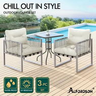 Detailed information about the product ALFORDSON Outdoor Patio Furniture Side Table Lounge Chairs Rattan Chair Beige