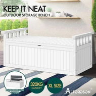 Detailed information about the product ALFORDSON Outdoor Storage Box Wooden Garden Bench Chest Tool Sheds White XL