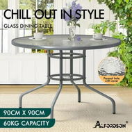 Detailed information about the product ALFORDSON Patio Dining Table Round 90CM Grey