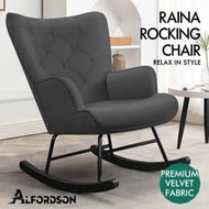 Detailed information about the product ALFORDSON Rocking Chair Armchair Lounge Accent Chair Velvet Grey