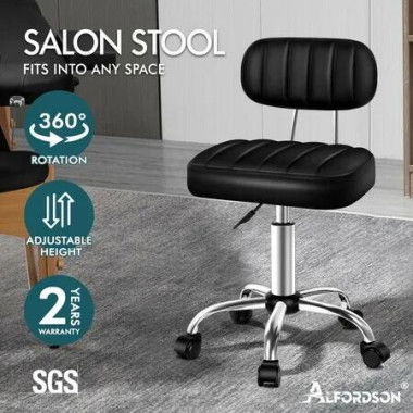 ALFORDSON Salon Stool Backrest Swivel Barber Hair Dress Chair Lina Black