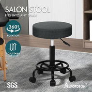 Detailed information about the product ALFORDSON Salon Stool Round Swivel Barber Hair Dress Chair Dark Grey Fabric