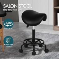 Detailed information about the product ALFORDSON Salon Stool Saddle Swivel Barber Hair Dress Chair Sierra All Black
