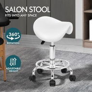 Detailed information about the product ALFORDSON Salon Stool Saddle Swivel Barber Hair Dress Chair Sierra White