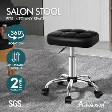 ALFORDSON Salon Stool Square Swivel Barber Hair Dress Chair Gas Lift Tufan Black