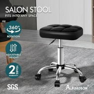 Detailed information about the product ALFORDSON Salon Stool Square Swivel Barber Hair Dress Chair Gas Lift Tufan Black