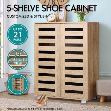ALFORDSON Shoe Cabinet Organiser Storage Rack Drawer Shelf 21 Pairs Wood